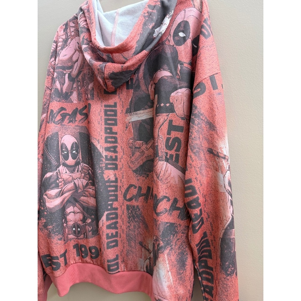 Marvel Deadpool Men's 2XL Red All Over Comic‎ Print Pullover Hoodie NEW - Picture 8 of 8
